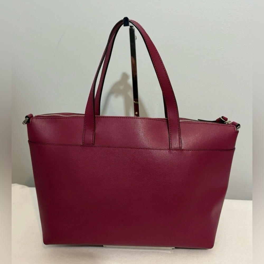 Kate Spade Patrice Satchel Crossbody Bag Deep Red Cranberry Leather - Picture 3 of 16